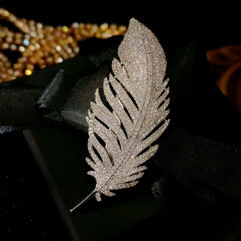 A-0825 Luxury Full Zircon Fancy Feather Barrette