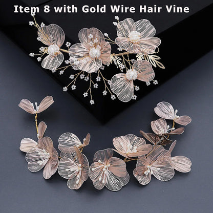 A-4103 Golden Floral Hairband and Wedding Hair Accessories Collection