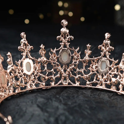 T-734 Baroque Luxury Crystal and Pearls Tiara