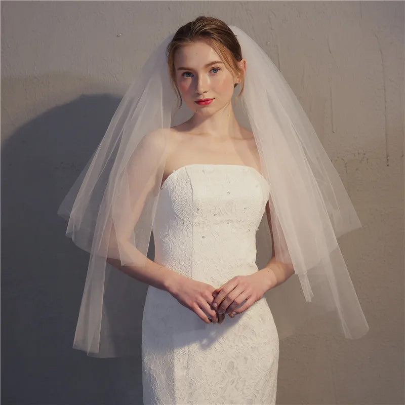 V-2022 Shoulder Length Two Tier Bridal Veil