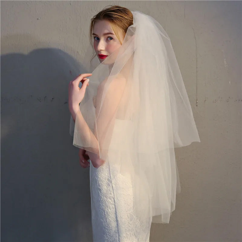 V-2022 Shoulder Length Two Tier Bridal Veil