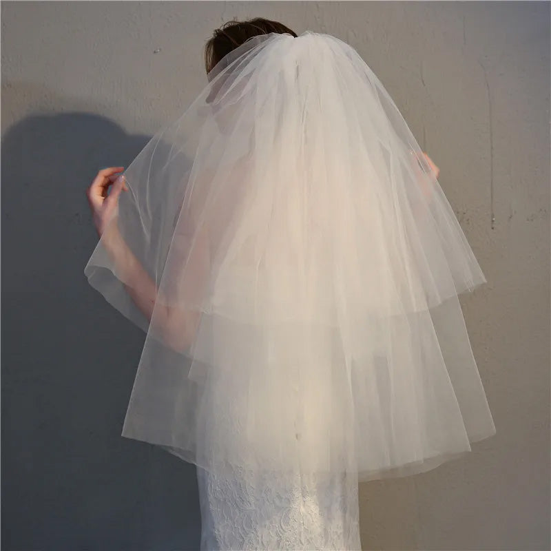 V-2022 Shoulder Length Two Tier Bridal Veil