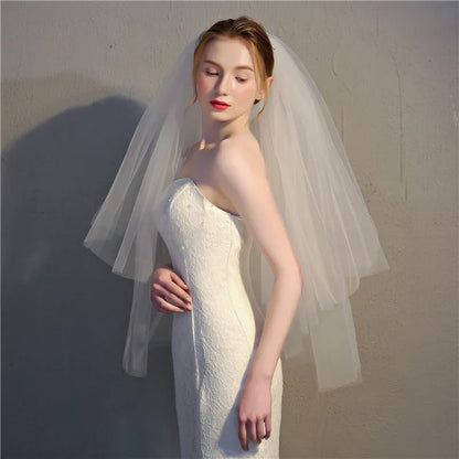 V-2022 Shoulder Length Two Tier Bridal Veil