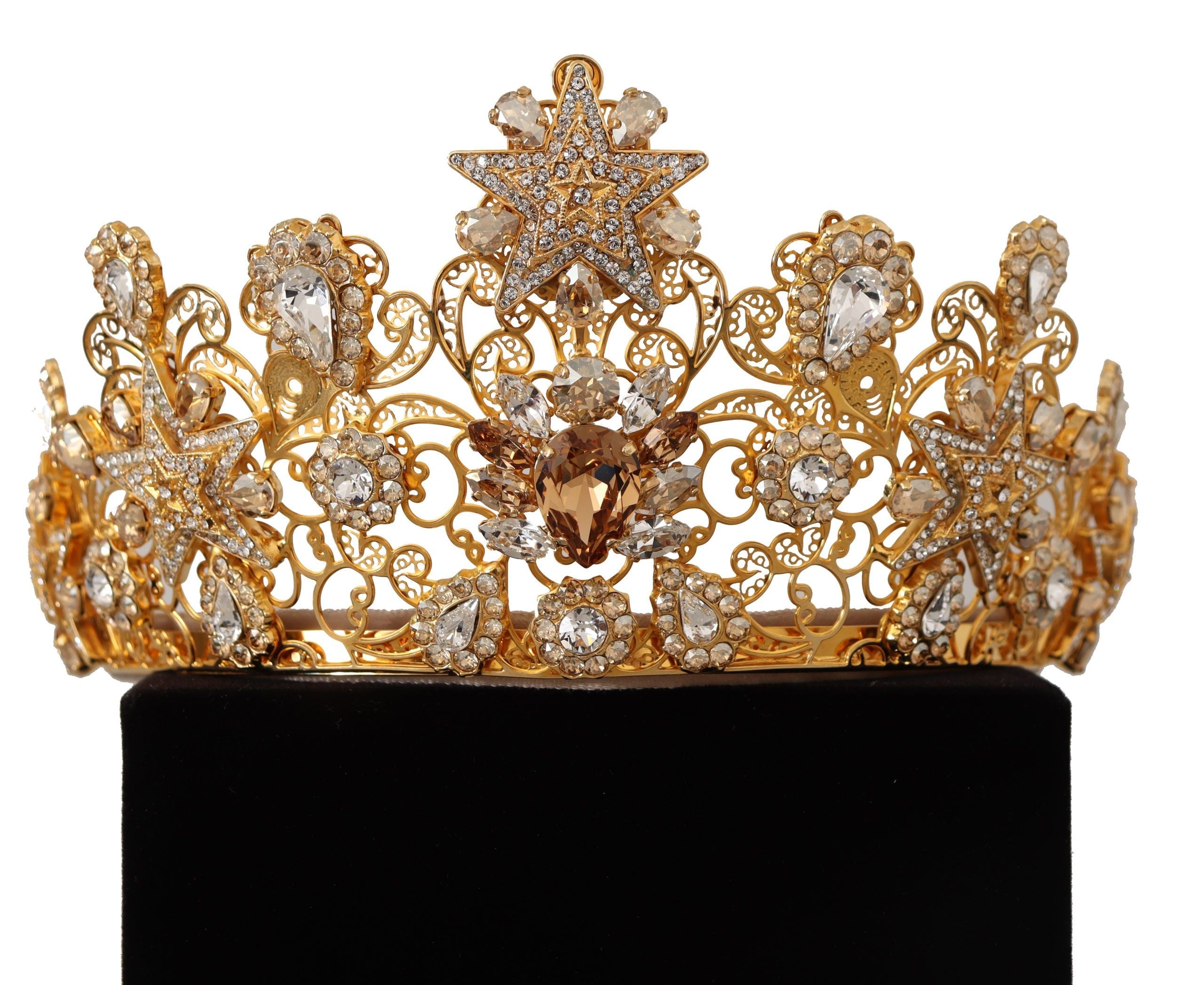 T-109 Dolce &amp; Gabbana Gold and Inlaid Crystals Tiara