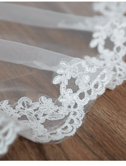 V-0163 Cathedral Princess Style Lace Edge Veil