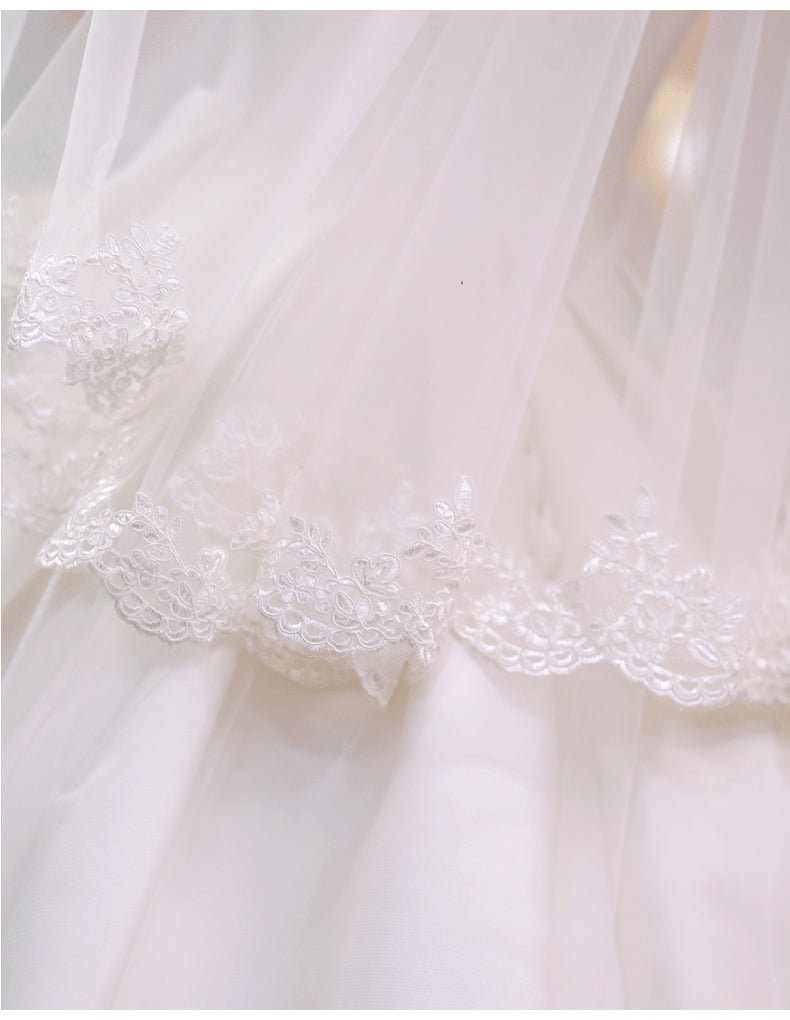 V-0163 Cathedral Princess Style Lace Edge Veil