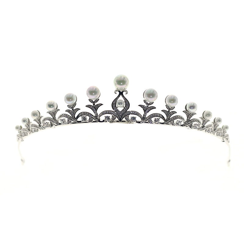 T-2312 Inlaid Zircon and Pearl Tiara