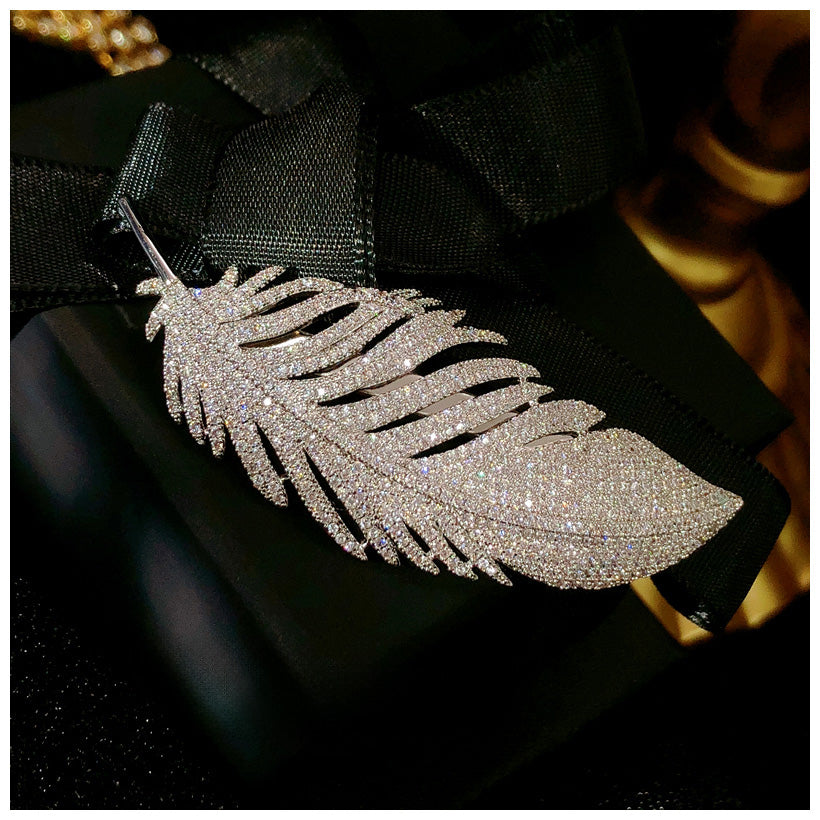 A-0825 Luxury Full Zircon Fancy Feather Barrette