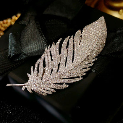 A-0825 Luxury Full Zircon Fancy Feather Barrette