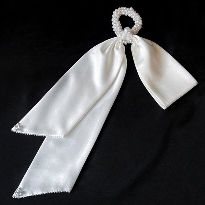 A-1412 Retro French style Satin Big Bow with Pearls