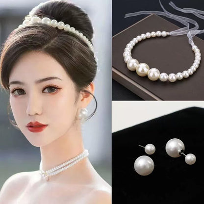 VH-0412 Bridal Pearl Headband with matching jewelry