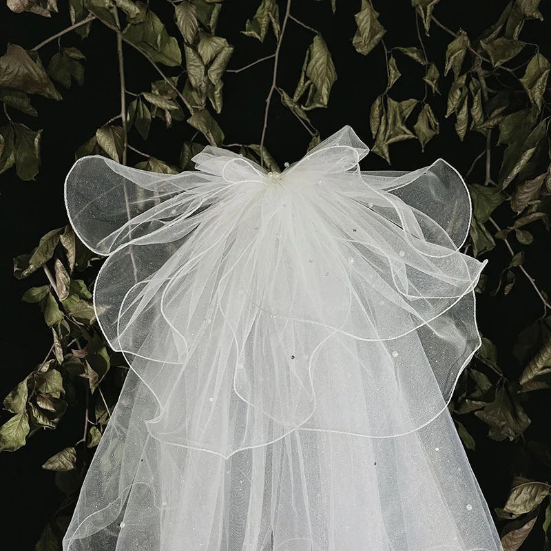 V-7100 Little White Bow Wedding Veil
