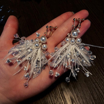 VH-2114 High-End Feather Bridal Headband, Earrings and Corsage