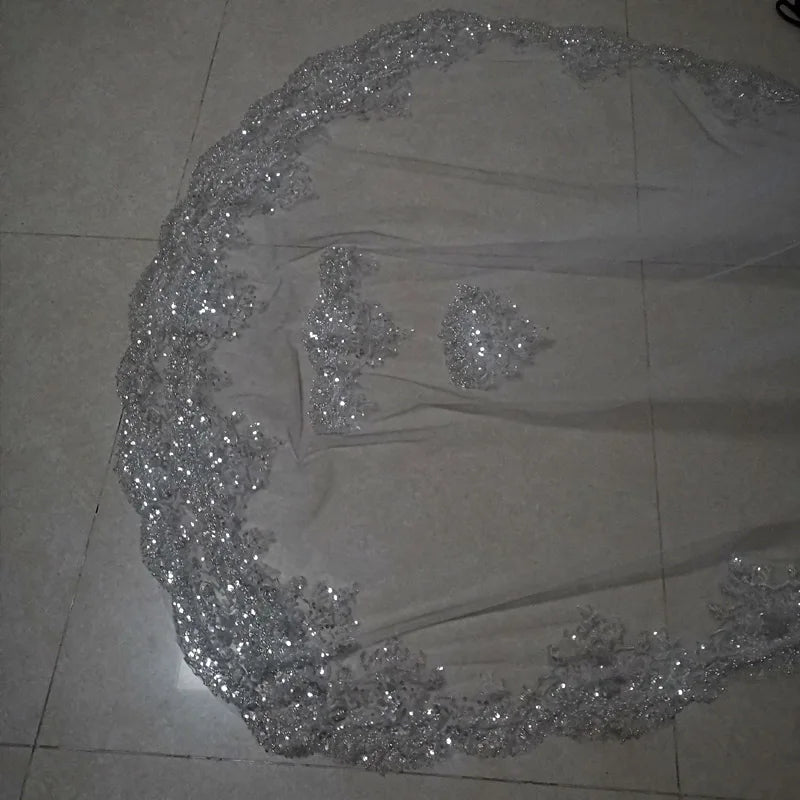 V-7125 Beads and Sequins Sparkling Cathedral Veil
