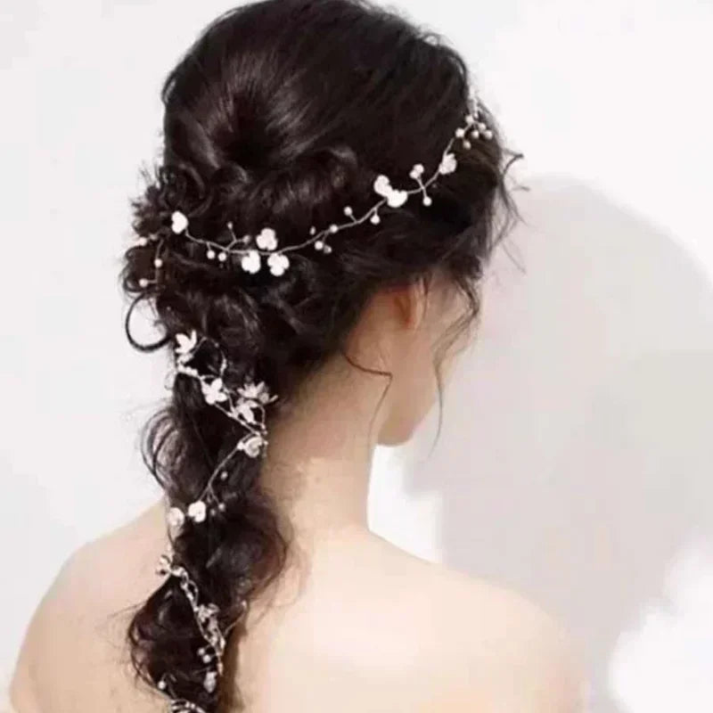 VH-0487 Wedding Crystal Pearl Hair Vine