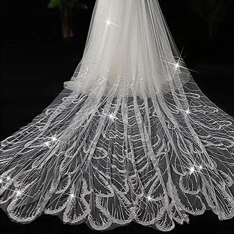 V-2893 Sparkly White Cathedral Wedding Veil