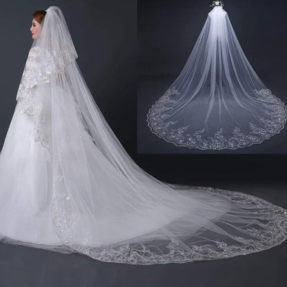 V-0321 Ivory 4 Meter (13.123 ft) Cathedral Wedding Veil