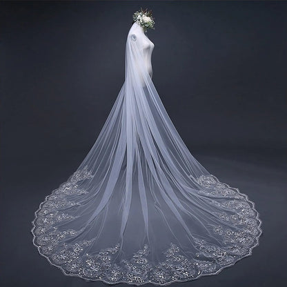 V-0321 Ivory 4 Meter (13.123 ft) Cathedral Wedding Veil