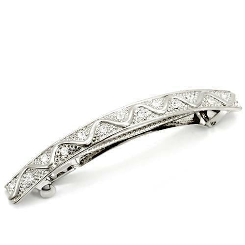 A-O1425 White Metal Hair Clip with Crystals